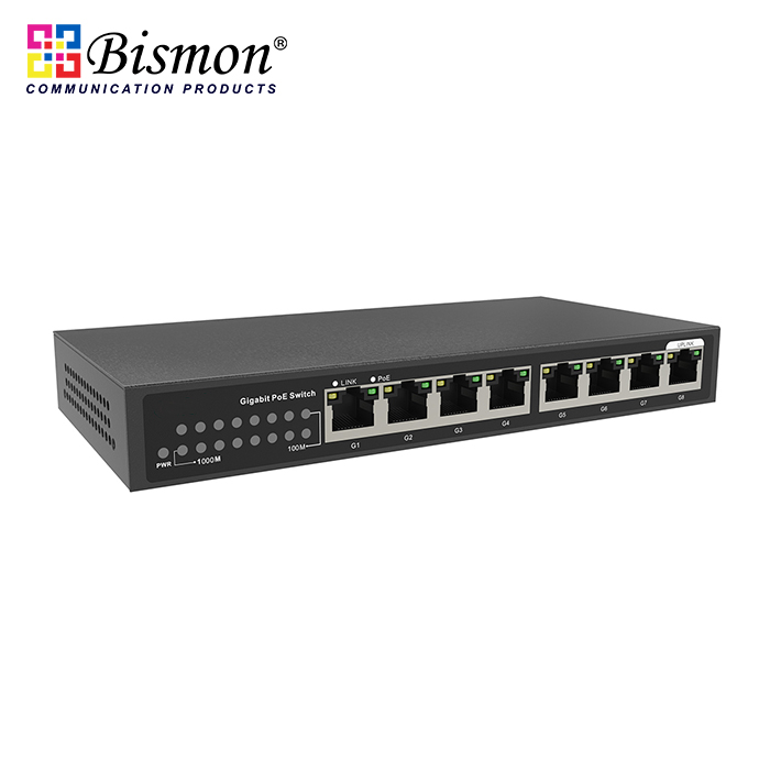 7*10/100/1000M RJ45 PoE and 1*10/100/1000M RJ45 uplink Unmanaged (110W)